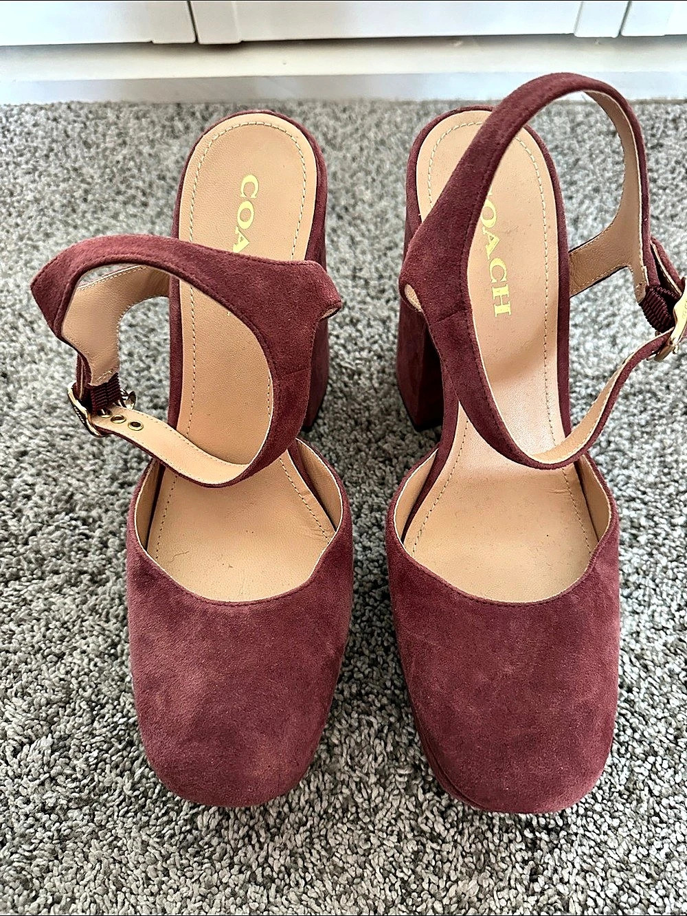 Coach Marina Strappy Platform Sandal Burgundy US 10